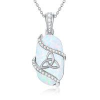 wholesale Opal Mama Bear/panda/cat/koala/sloth/cardinal/unicorn Necklace 925 Sterling Silver Opal Animal Pendant Jewelry Birthday Christmas Gifts Women Her -color_name:Z-Celtic Knot