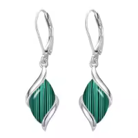 TOUPOP 925 Sterling Silver Natural Gemstone Dangle Earrings-color_name:Malachite