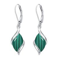 wholesale Earrings For Women 925 Sterling Silver Natural Gemstone Drop Dangle Earrings Fine Jewelry Birthstone Christmas Gifts For Women Her -color_name:Malachite