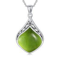 wholesale Teardrop Necklace 925 Sterling Silver Vintage Natural Gemstone Pendant Jewelry Birthday Christmas Gifts For Women Mom -color_name:Peridot
