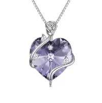 TOUPOP Sterling Silver Crystal Heart Flower Pendant Necklace-color_name:06-June