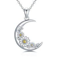 wholesale Daisy/rose/sunflower Necklace S925 Sterling Silver Flower Pendant Jewelry Gifts For Women Sister Girlfriend Anniversary -style_name:Daisy Necklace