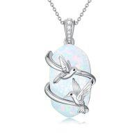 wholesale Opal Koala/panda/sloth/black Cat/cardinal/unicorn/owl/hummingbird/dragonfly/butterfly/bee Necklace 925 Sterling Silver Opal 2 Animal Pendant Jewelry Birthday Christmas Gifts Women Sister Mom -style_name:2 Hummingbird