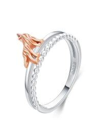 wholesale TOUPOP Sterling Silver Animal Rings Rose Gold Otter Highland Cow Fox Rings Animal Jewelry Gifts For Women Teens Birthday -style_name:G-Wolf #7
