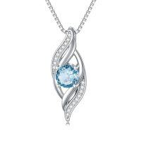 wholesale Birthstone Infinity Necklace For Women S925 Sterling Silver Infinity Love Jewelry Birthday Anniversary Christmas Gifts For Her Girlfriend Wife -color_name:03-March-Aquamarine