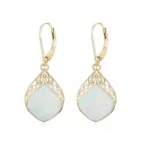 TOUPOP Sterling Silver Gemstone Celtic Knot Leverback Earrings-color_name:1-Opal Yellow Gold