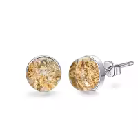 TOUPOP Sterling Silver Sandstone Stud Earrings for Women Gifts-color_name:Yellow-10*10mm