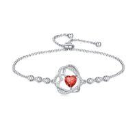 wholesale TOUPOP Heart Birthstone Bracelet 925 Sterling Silver Double Heart Bracelet Love You For Always And Forever Jewelry Anniversary Birthday Christmas Gifts For Women Wife Her -color_name:07-July-Ruby