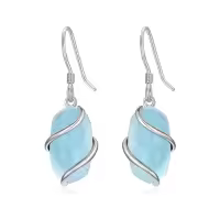 TOUPOP 925 Sterling Silver Gemstone Dainty Drop Earrings-color_name:Dangle-Aquamarine