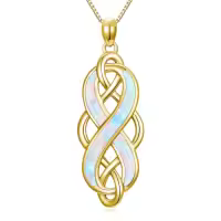 TOUPOP Sterling Silver Opal Celtic Knot Pendant Necklace-color_name:3-Gold Celtic Kont