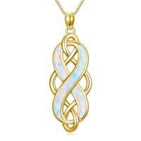 wholesale Irish Celtic Knot Necklace 925 Sterling Silver Opal Pendant Necklace Celtic Irish Jewelry Christmas Gifts For Women -color_name:3-Gold Celtic Kont