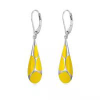 TOUPOP 925 Sterling Silver Enamel Teardrop Dangle Earrings Women Gifts-color_name:Yellow