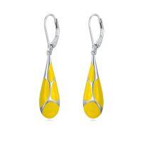 wholesale Teardrop Earrings For Women 925 Sterling Silver Enamel Dangle Earrings Jewelry Birthday Christmas Gifts For Her -color_name:Yellow