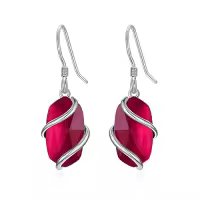 TOUPOP 925 Sterling Silver Gemstone Dainty Drop Earrings-color_name:Dangle-Garnet-January