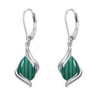 wholesale Teardrop Earrings For Women 925 Sterling Silver Gemstone Dangle Earrings Fine Jewelry Birthday Christmas Gifts For Women Mom -color_name:Malachite