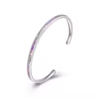 TOUPOP Sterling Silver Opal Cuff Bangle Bracelet For Women-style_name:6-Pink Opal Bracelet
