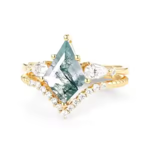 G Moss Agate Gold Ring