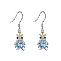 TOUPOP Sterling Silver & July Birthstone Frog Earrings-color_name:03-March - Aquamarine