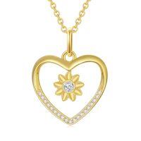 TOUPOP 14K Gold & Stone Heart Necklace, Mothers Day Gifts For Women-style_name:E-Sunflower Heart