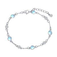 wholesale Anklet Bracelet For Women 925 Sterling Silver Natural Stone Chain Ankle Bracelet Beach Summer Fine Jewelry Birthday Christmas Gifts For Women Her Mom -color_name:Moonstone,size_name:Bracelet 7"-9"