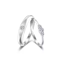 TOUPOP Sterling Silver Moissanite Couples Rings Wedding Band Sets-style_name:C Moissanite Wedding Ring Set