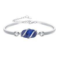 wholesale 925 Sterling Silver Bracelet For Women Gemstone Bracelet Bangle Fine Jewelry Birthday Christmas Gifts For Women Her Wife Mom -color_name:A-Lapis Lazuli