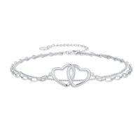 wholesale TOUPOP 925 Sterling Silver Ankle Bracelets For Women Adjustable Anklet Elegant Foot Jewelry Birthday Gift For Her Wife Mom Girlfriend -style_name:Layered Double Heart