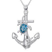 wholesale TOUPOP Anchor Dolphin/mermaid/turtle/starfish/dolphin Necklace For Women 925 Sterling Silver Anchor Nautical Necklace Graduation Gift Ocean Pendant For Women -style_name:Turtle and Starfish