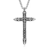 TOUPOP Stainless Steel Zircon Gothic Cross Pendant Necklace for Men-color_name:Goth Cross 2