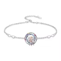 TOUPOP Sterling Silver Heart Bracelet with Stone Gifts For Sister-style_name:Crystal 3 Sisters