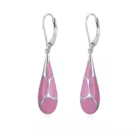 TOUPOP 925 Sterling Silver Enamel Teardrop Dangle Earrings Women Gifts-color_name:Pink