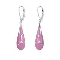 wholesale Teardrop Earrings For Women 925 Sterling Silver Enamel Dangle Earrings Jewelry Birthday Christmas Gifts For Her -color_name:Pink