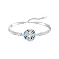 TOUPOP Sterling Silver Blue Crystal Tree Of Life Bracelet For Women-style_name:Tree of Life Initial W