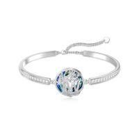 wholesale TOUPOP Tree Of Life Initial Bracelet For Women 925 Sterling Silver Family Tree Blue Crystal Jewelry Birthday Gifts For Her -style_name:Tree of Life Initial W