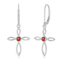 wholesale Cross Earrings For Women Sterling Silver Infinity Birthstone Dangle Cross Earrings Birthstone Jewelry For Women Christmas Gift From Women Her -style_name:7-July