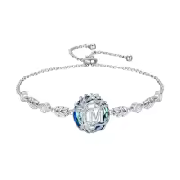 TOUPOP Sterling Silver Blue Crystal A-Z Letter Bracelet Gift-style_name:Tree of Life M