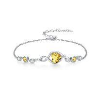 wholesale Infinity Birthstone Bracelet 925 Sterling Silver Heart Love Infinity Link Bracelet Fine Jewelry Birthday Christmas Gifts For Women Girlfriend Wife -color_name:11-November-Citrine