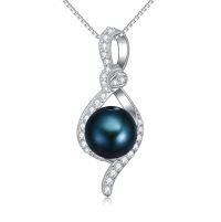 wholesale Infinitty Black Pearl Necklace For Women Sterling Silver Tahitian Black Pearl Infinity Love Pendant Necklace Anniversary Anniversary Jewelry Christmas Birthday Gifts For Her Wife -style_name:Infinity Bow