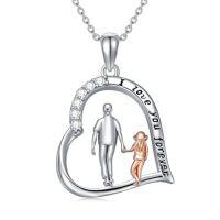 wholesale Daughter Necklace From Dad 925 Sterling Silver Father Daughter Necklace Pendant Jewelry Birthday Christmas Gifts For Women Sister -style_name:3-Father Daughter Necklace