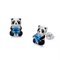 TOUPOP 925 Sterling Silver Crystal Animal Stud Earrings For Women Gifts-style_name:Panda