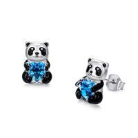 wholesale TOUPOP Giraffe/highland Cow/sloth/panda/elephant/cat/dachshund/owl/bat Crystal Stud Earrings 925 Sterling Silver Animals Earrings For Women Anniversary Birthday Halloween Christmas Gifts For Her -style_name:Panda
