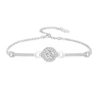 TOUPOP Sterling Silver Ankle Bracelets For Women Adjustable Anklet Elegant Foot Jewelry-style_name:B-Cubic Zirconia