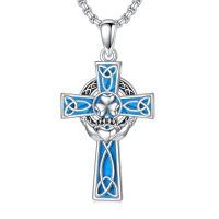 wholesale Cross Necklace 925 Sterling Silver Turquoise Tree Of Life Celtic Knot Cross Pendant Jewelry Christmas Gifts For Women -style_name:2-Claddagh
