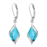 TOUPOP 925 Sterling Silver Natural Gemstone Dangle Earrings-color_name:Turquoise