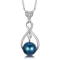 TOUPOP Sterling Silver Black Freshwater Pearl Infinity Letter Pendant Necklace-style_name:Letter Y