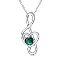 wholesale Birthstone Music Note Necklace 925 Sterling Silver Musical Fine Jewelry For Women Music Lovers Student Teacher Birthday Christmas Gifts -color_name:05-May-Emerald