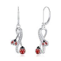 wholesale Dragonfly/hummingbird/ladybug/butterfly/bee Earrings 925 Sterling Silver Insect Earrings Infinity Jewelry Christmas Gifts For Women -style_name:Ladybug