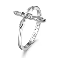 TOUPOP Sterling Silver Infinity Cross Celtic Knot Ring Irish Christian Jewelry-style_name:Size-8