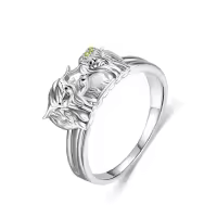 TOUPOP Sterling Silver Rose Gold Animal Rings Otter Highland Cow Fox Jewelry Gifts-style_name:E-Family Highland Cow