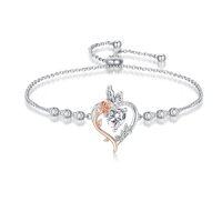 wholesale TOUPOP Rose Heart Birthstone Bracelet 925 Sterling Silver Butterfly Heart Bracelet Love Birthstone Jewelry Anniversary Birthday Christmas Gifts For Women Girlfriend Wife Her -color_name:04-April-Synthetic Diamond
